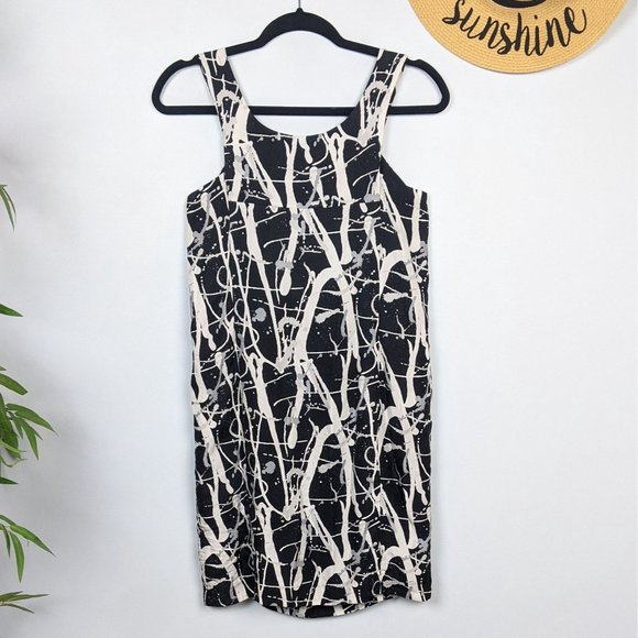 Michael Kors Silk Splatter Print Shift Dress 2 Black White y2k Style Print - Picture 4 of 7